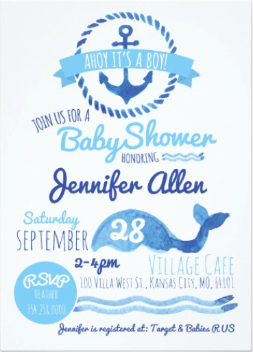 Nautical Baby Shower Invitation for Baby Boy
