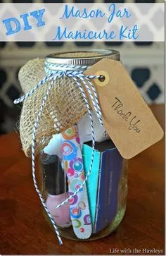 Mason jar Manicure set- a great thank you gift for you baby shower guests!