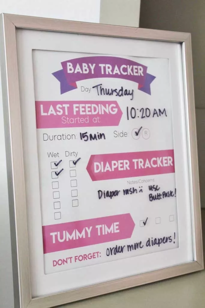 Free downloadable baby tracker from Swaddles n' Bottles