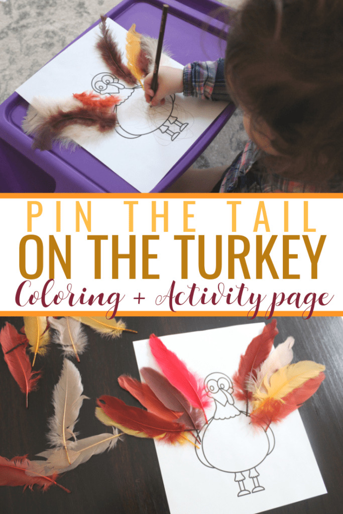 Pin the Tail on the Turkey. A Thanksgiving activity and coloring page for toddlers and kids. Free Thanksgiving Printable!