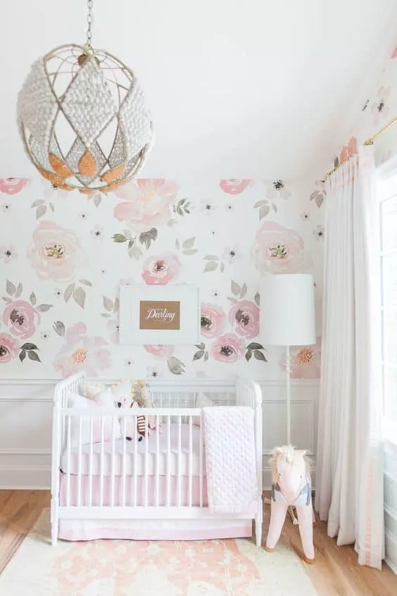 Watercolor floral nursery for baby girl