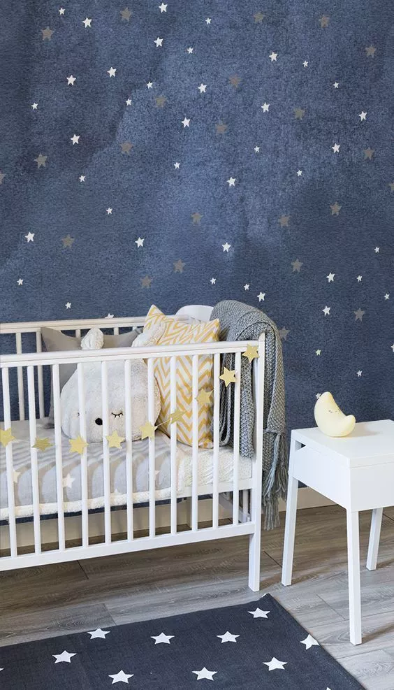 navy stars wallpaper for baby nursery
