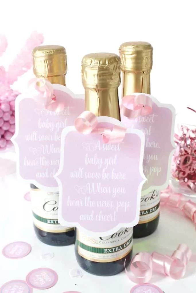 Champagne baby shower gift tags. Printable baby shower favor tags. Thank you gift for baby shower guests!